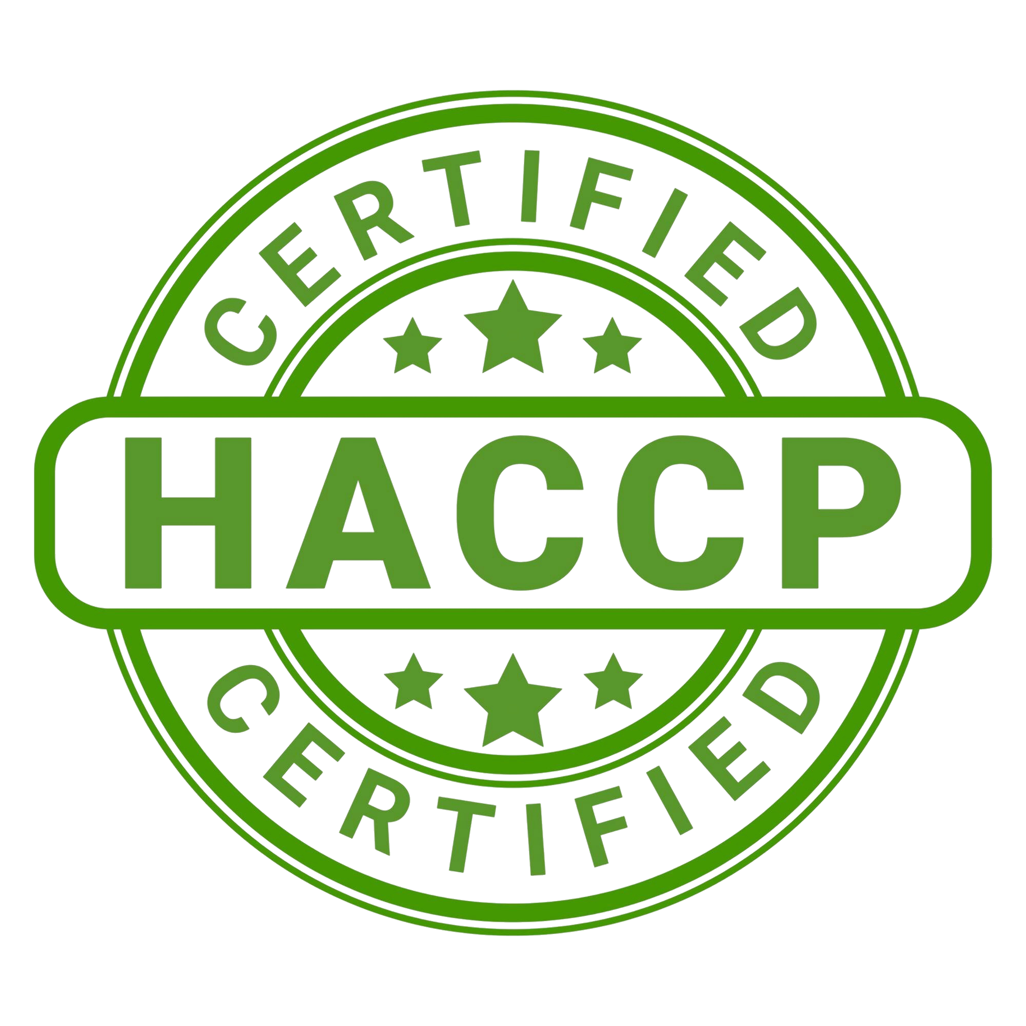Gruenes logo auf weißem Hintergrund der HACCP. 